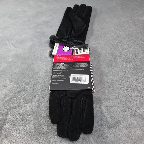 NWT Isotoner Women Micro Luxe Suede Casual Gloves Size Large Black Classic Warm - Picture 2 of 4